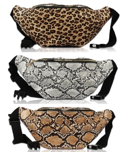 6 Pieces Faux Animal Skin Fanny Packs FP1756